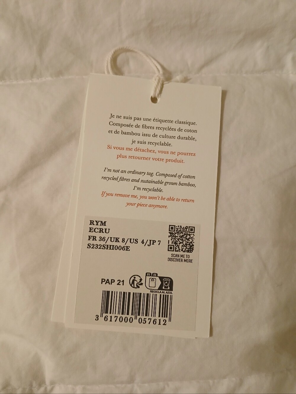 Sezane Rym Shirt In Ecru - Picture 10 of 11
